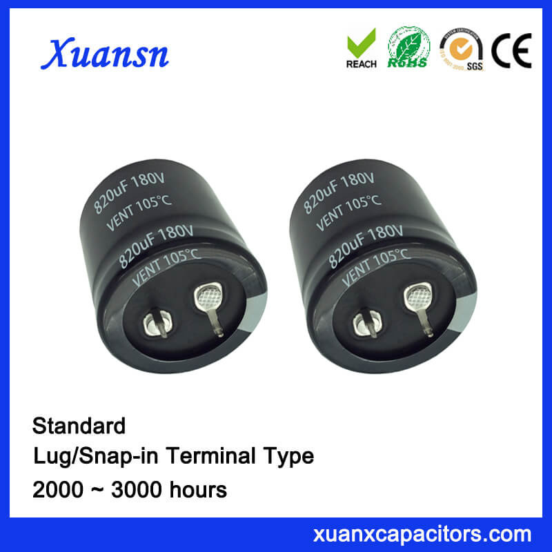 High Voltage 180V 820UF Capacitor Snap in