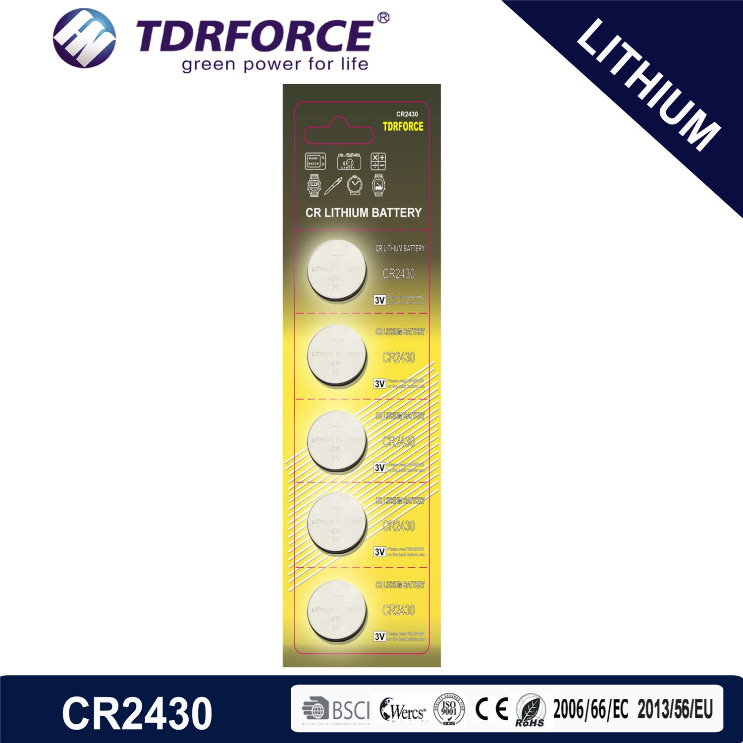 3V Non-Rechargeable Button Cell Lithium Battery with Ce for Toy (CR2430)