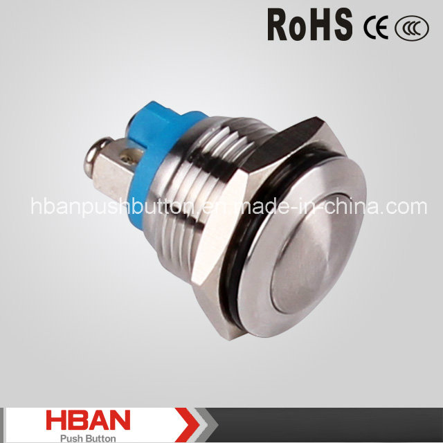 Hban (19mm) CE RoHS Domed Momentary Metal Push Button Switch
