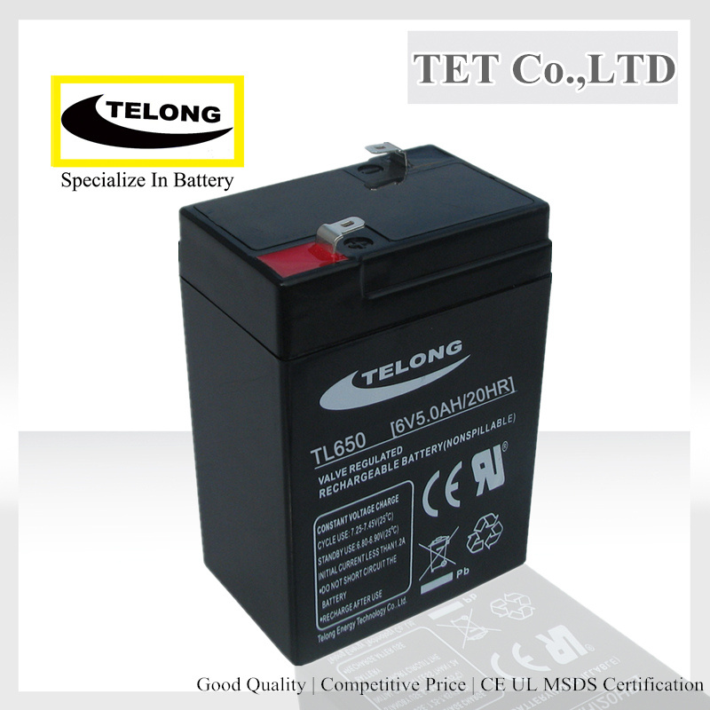 Valve Regulated 6V 5ah Lead Acid Battery for UPS