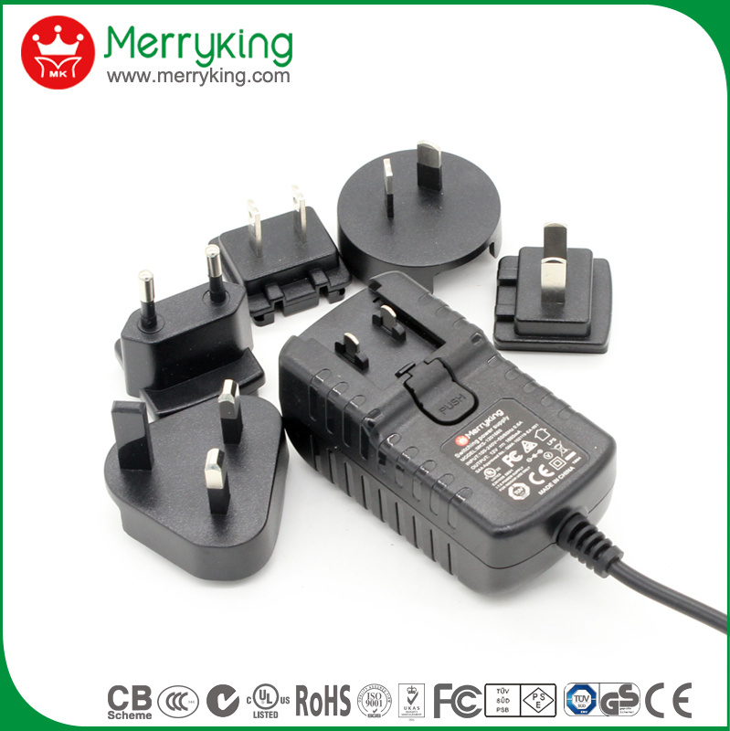 12V3a AC/ DC Power Adaptor with Exchangeable Us Au UK EU Cn Plugs
