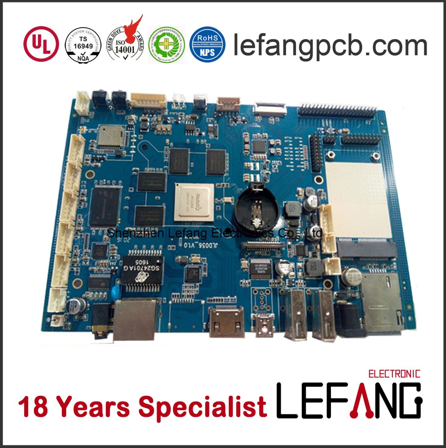 Multilayer 94V0 PCB Board Assembly for HD LCD Display