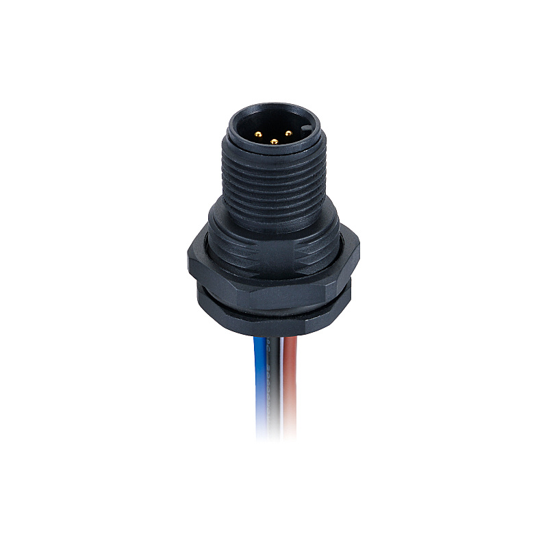 Nmea 2000 M12 5pin Male Panel Mount Socket Plastic Screw Waterproof Connector with Wires