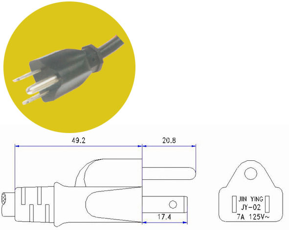 3 Pins Amrican Plug (JY-02)