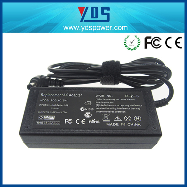 Ce Notebook Adapter for Sony (PCGA-AC16V1) 16V 3.75A AC DC Adapter