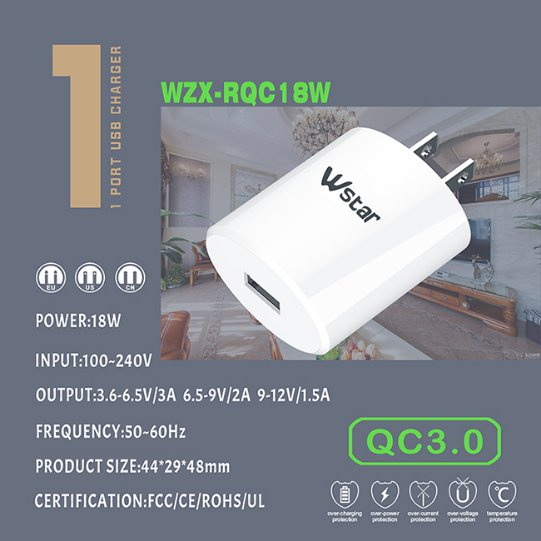 Us/EU Plug QC 3.0 USB Charger for iPhone 8