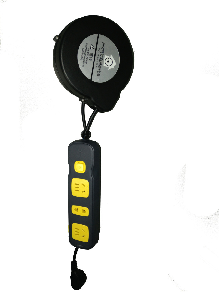 Multi Plug Extension Cord Retractable Power Cable Magnetic Mounted Retractor