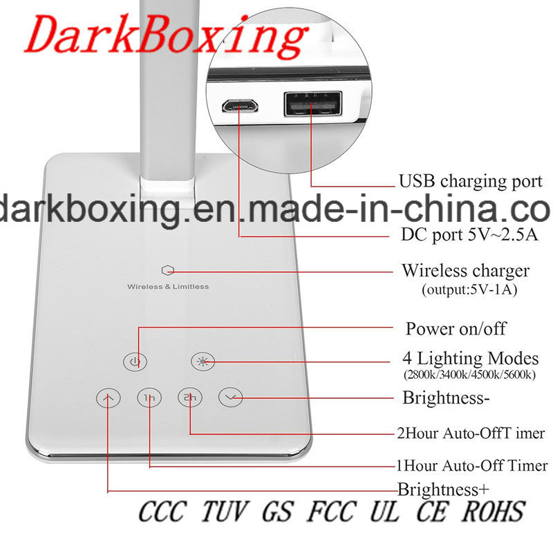 Wireless Cell Phone Charger with LED Table Lamp No Strobe