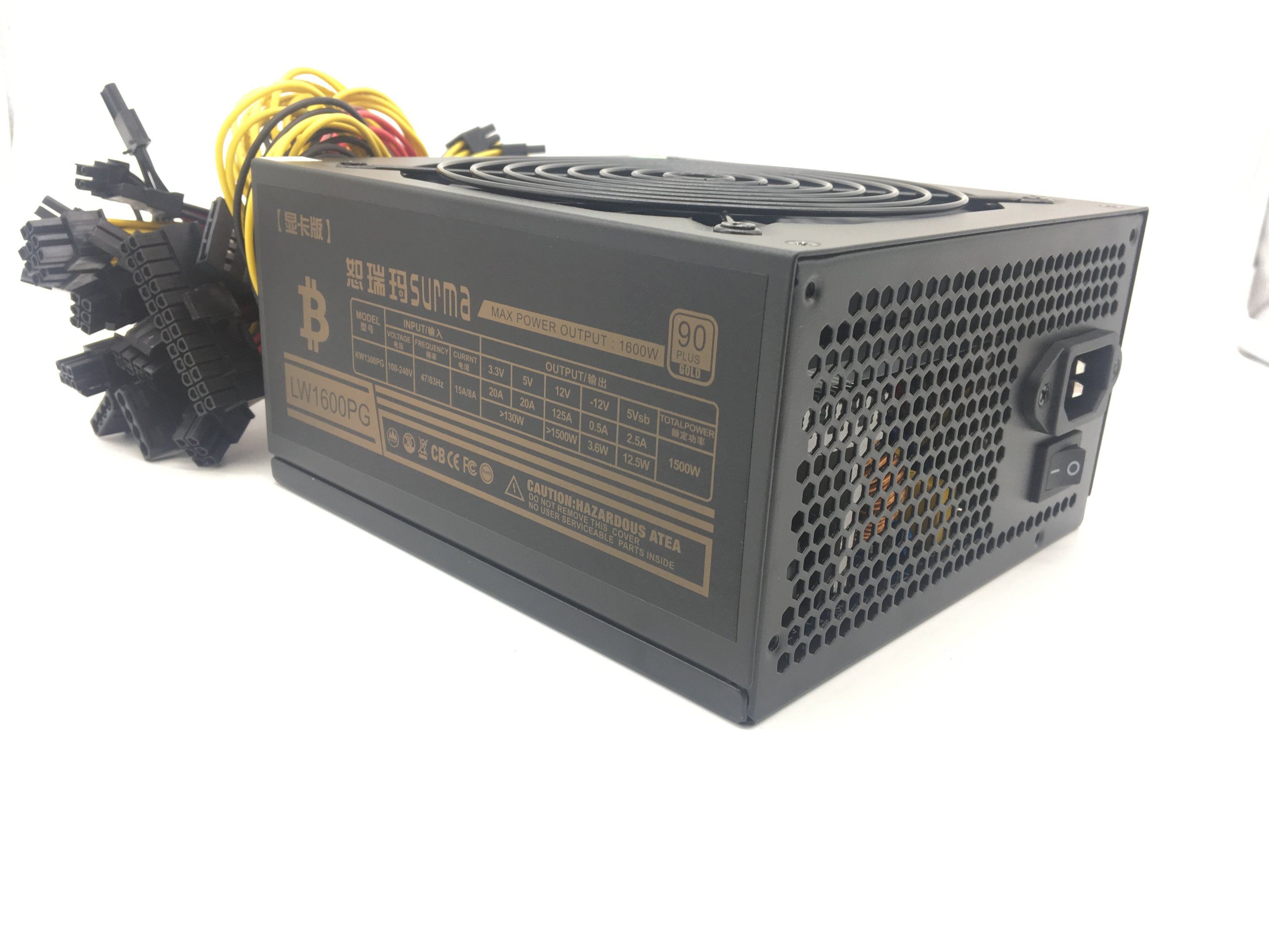 Surma 1600W Power Supply for GPU Mining 94% Efficiency 100-240V Ethereum Eth