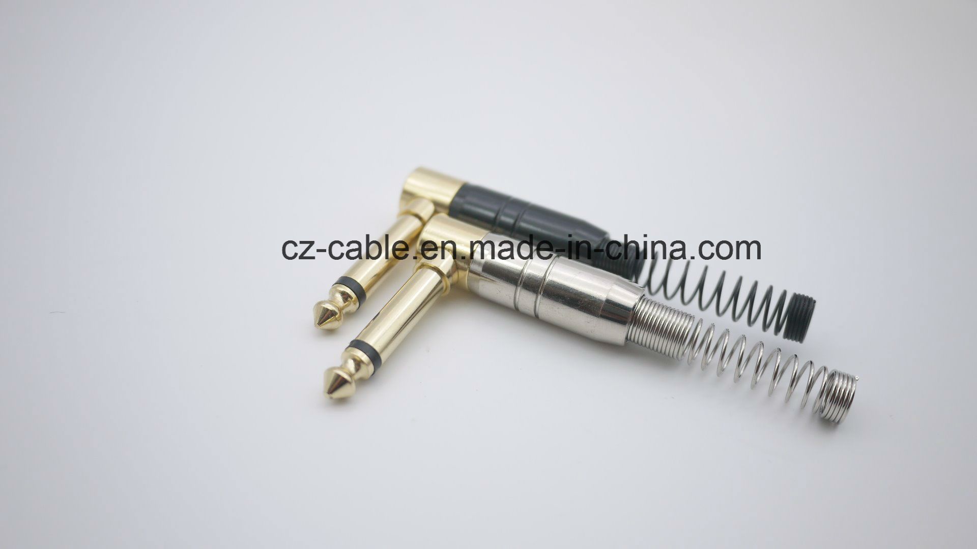 6.35mm Mono Plug, with Spring and Right Angle
