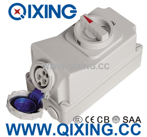 IEC 16A 3p Blue Socket with Switch