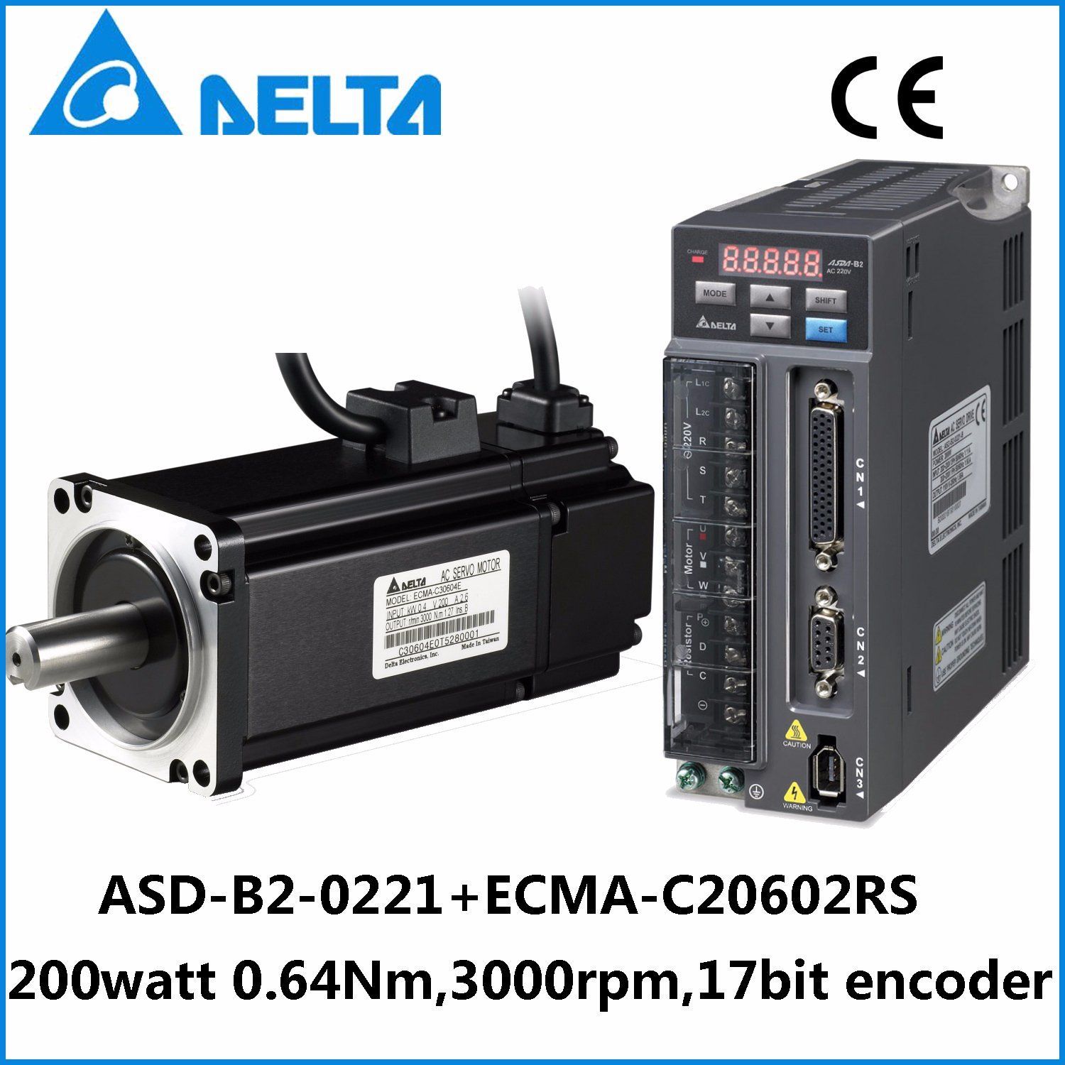 Delta B2 200W 17bit Encoder AC Servo Motor and Driver