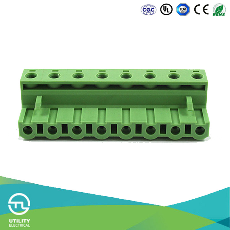 Female Socket Plug-in Connector Right Angle Green Terminal