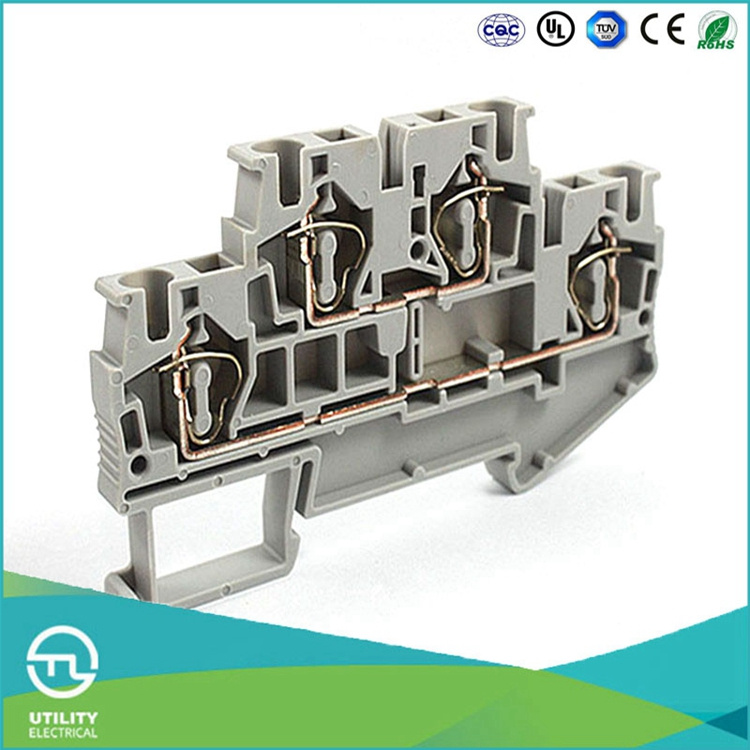 Dinrail Terminal Block Spring Type Jut3-4/2 Wago Screwless Wiring Connector