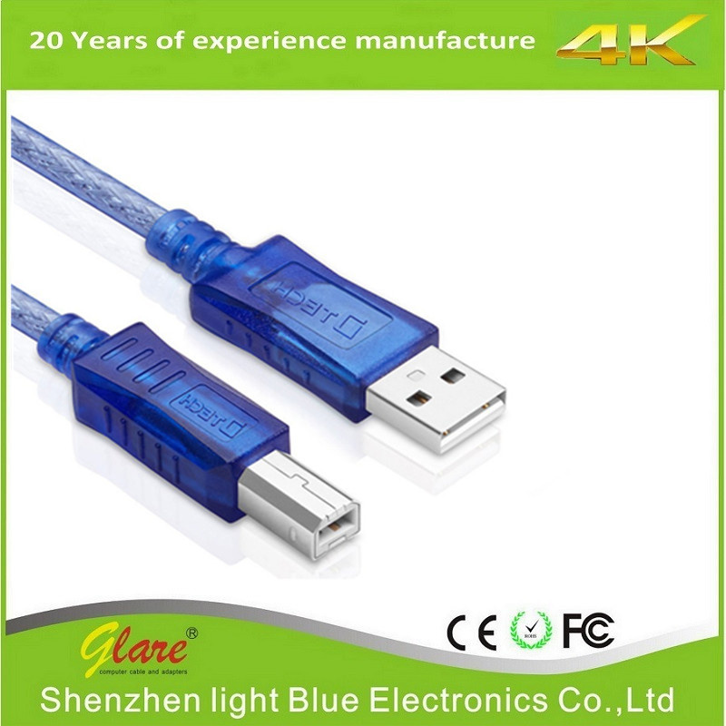 Transparnet Blue Color USB Printer Cable