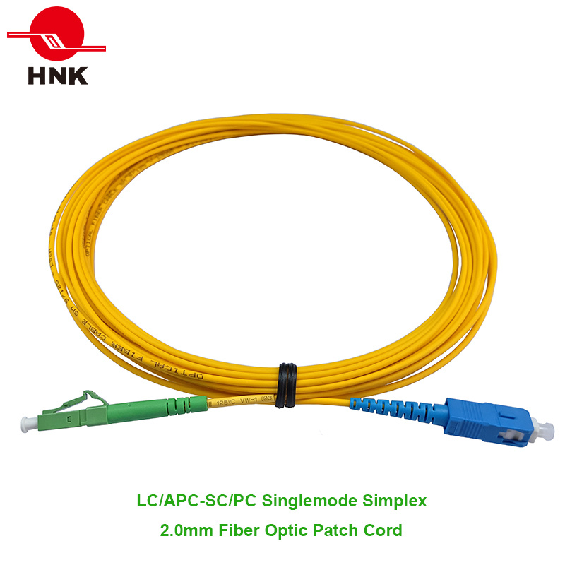 LC/APC to SC/PC Singlemode Simplex 2.0mm Fiber Optic Patch Cable