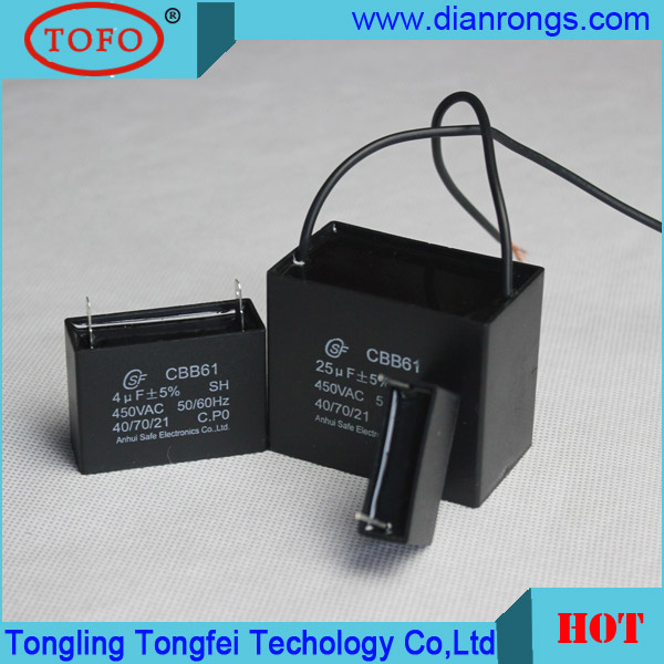 Capacitor Cbb61 with Pin and Wire Series