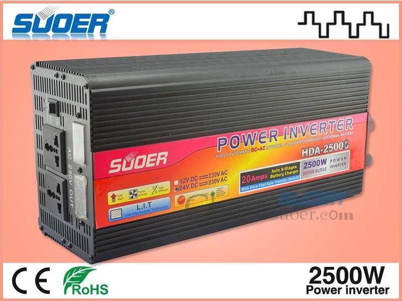 Suoer DC 24V Power Inverter 2500W Inverter with Charger (HDA-2500D)