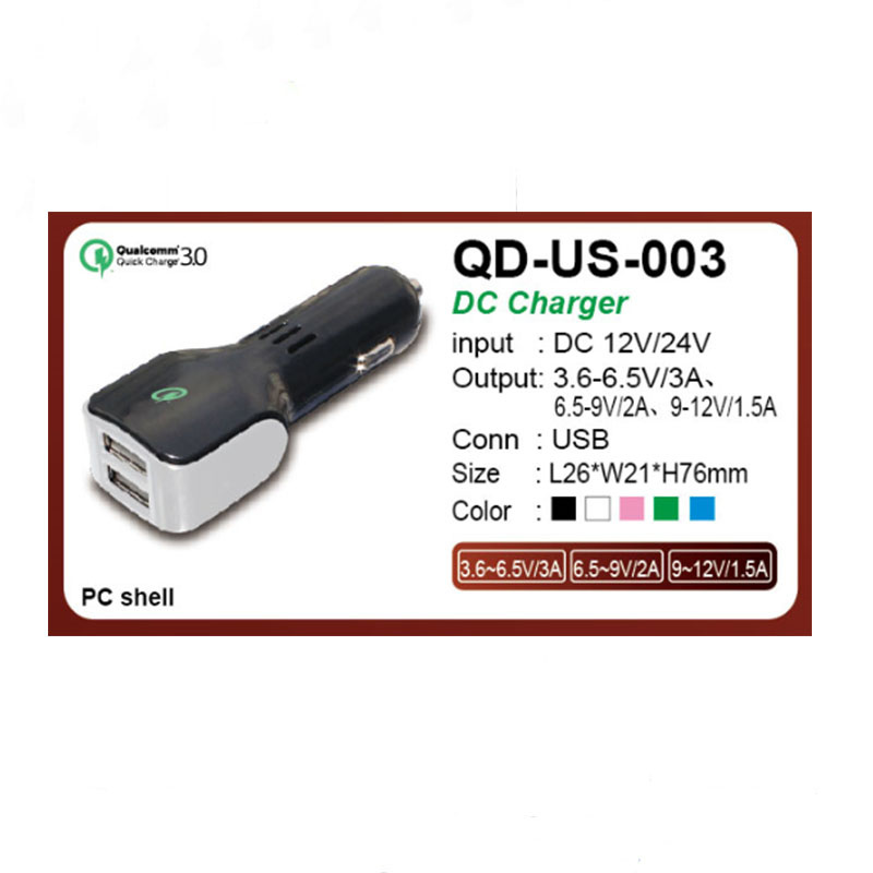 USB QC 3.0 Quick Car Charger for Mobile Phone