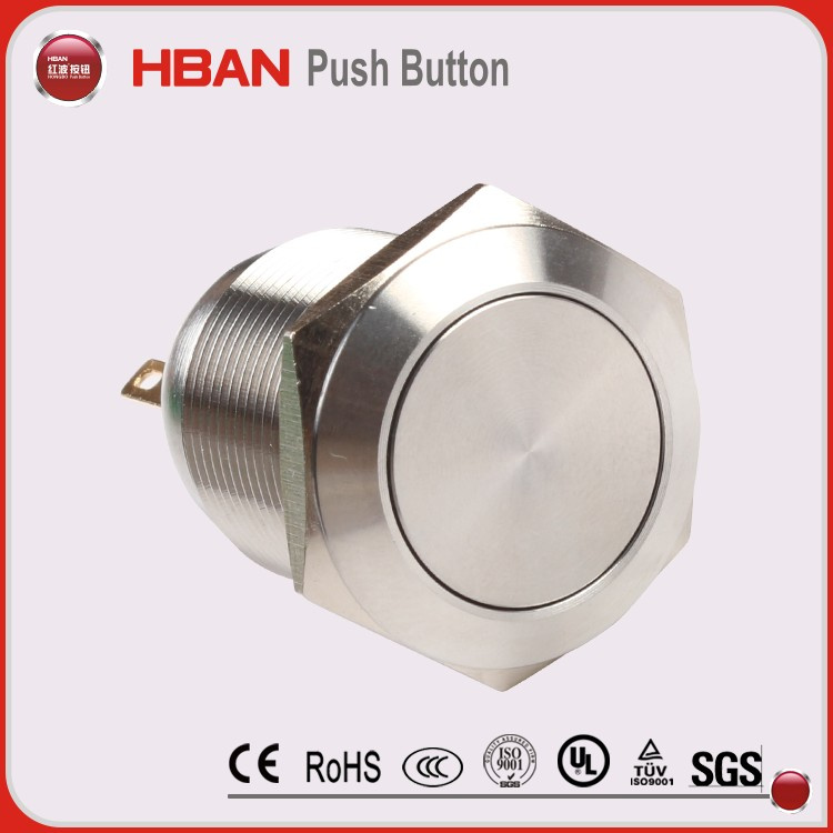 IP65 Protection Anti Vandal 19mm Momentary Stainless Steel Push Button Switch
