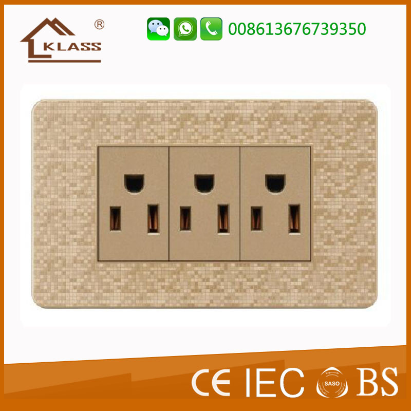 High Quality 3 Gang Universal Electrical Wall Socket