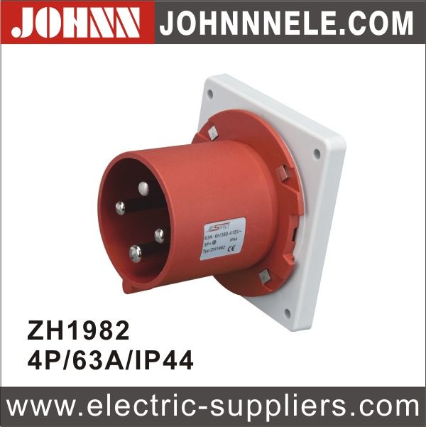 IP44 4p 63A Panel Mounted Industrial Plug