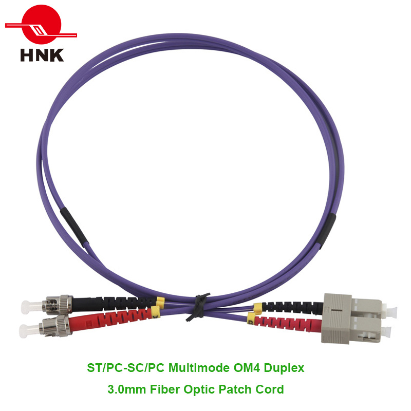 3.0mm ST/PC-SC/PC Duplex Multimode 50 Om4 Fiber Optic Patch Cord