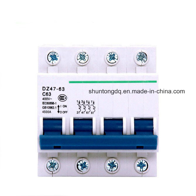 Miniature Circuit Breaker, 4p 20, 25, 32, 40A MCB, 4.5ka, 6ka (DZ47-63)