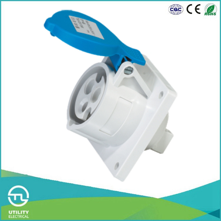 Cee IEC IP44 Straight Panel Mounted Industrial Plug Socket Electrical Connector