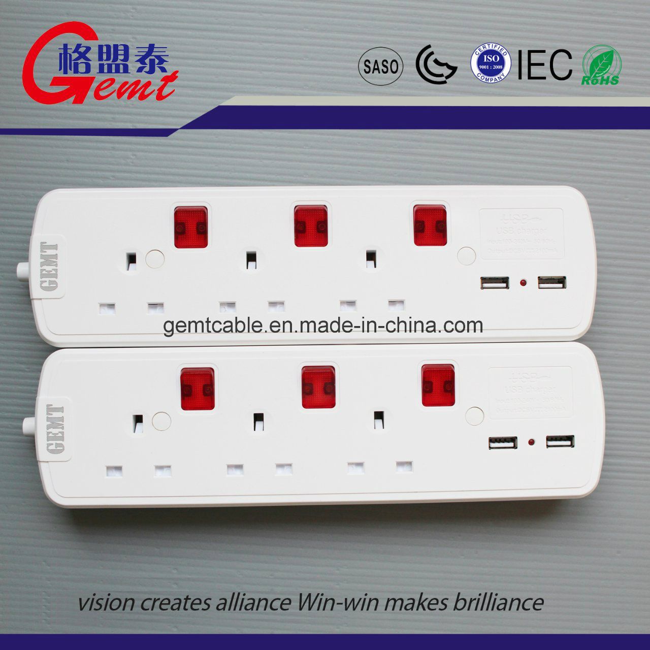 Universal Type Electric Power Socket Surge Protector 4 Gang Extension Socket