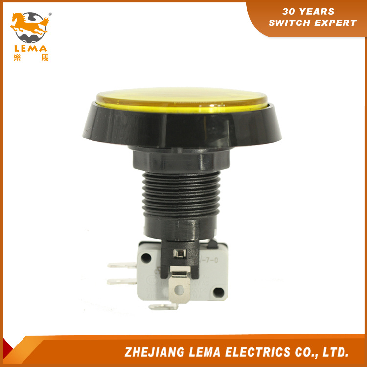 Electrical LED Plastic 60.8mm Yellow Push Button Micro Switch Pbs-005