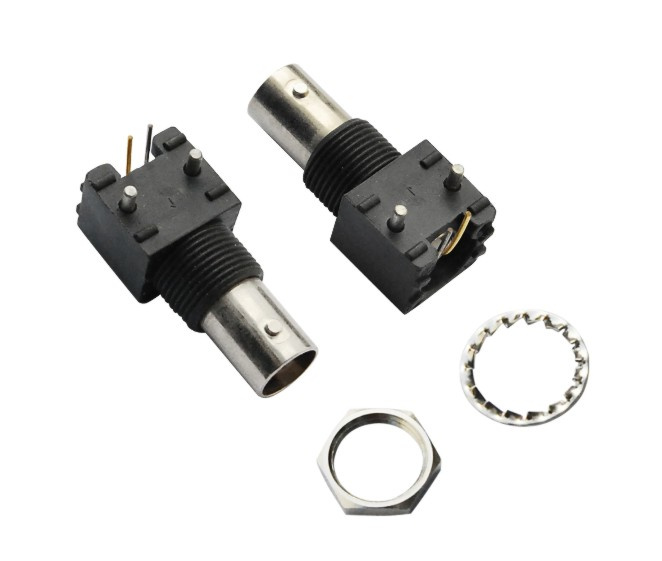 R/A Black Plastic PCB Mount BNC Jack Connector