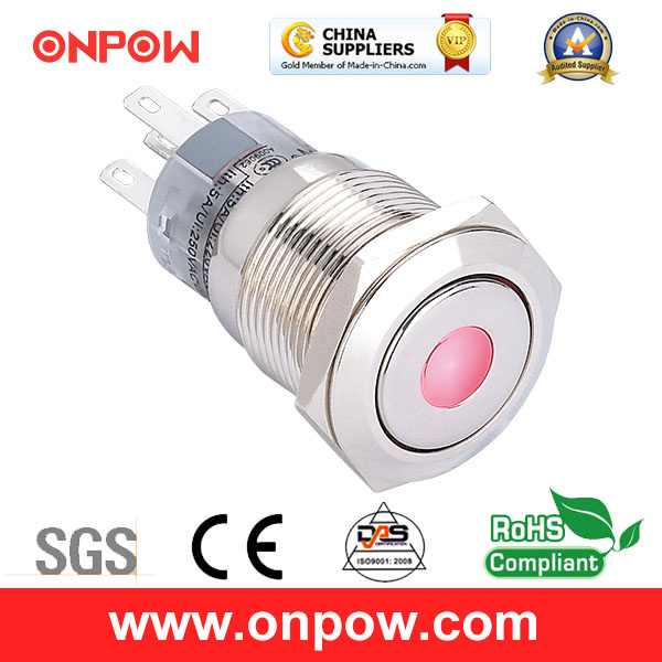 Onpow 19mm Push Button Switch (LAS1-AGQ-11D/G/12V/N, CE, UL, CCC, RoHS)
