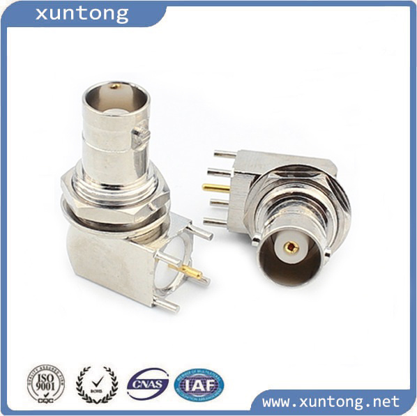 BNC Female Jack Nut Bulkhead Right Angle PCB Mount RF Connector