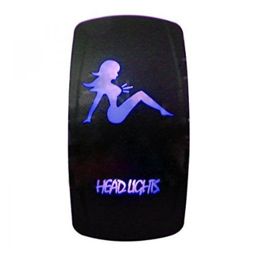 3 Pin Laser Backlit Blue Rocker Switch Head Ughis 20A 12V on/off LED Light Lady