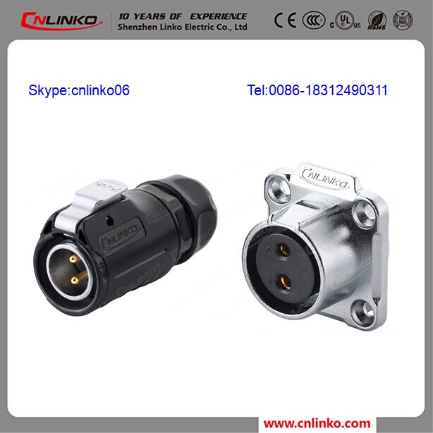 IP68 2pin Plug Power Cord 20A 2 Way Hose Connector