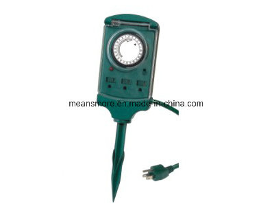 Outdoor Power Stake, 3-Outlet, 6'14/3c Cord, 7days Digital Timer