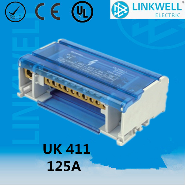Screw Connection DIN Rail Mount Busbar Wire Block Connector with CE Certificate (UK 411)