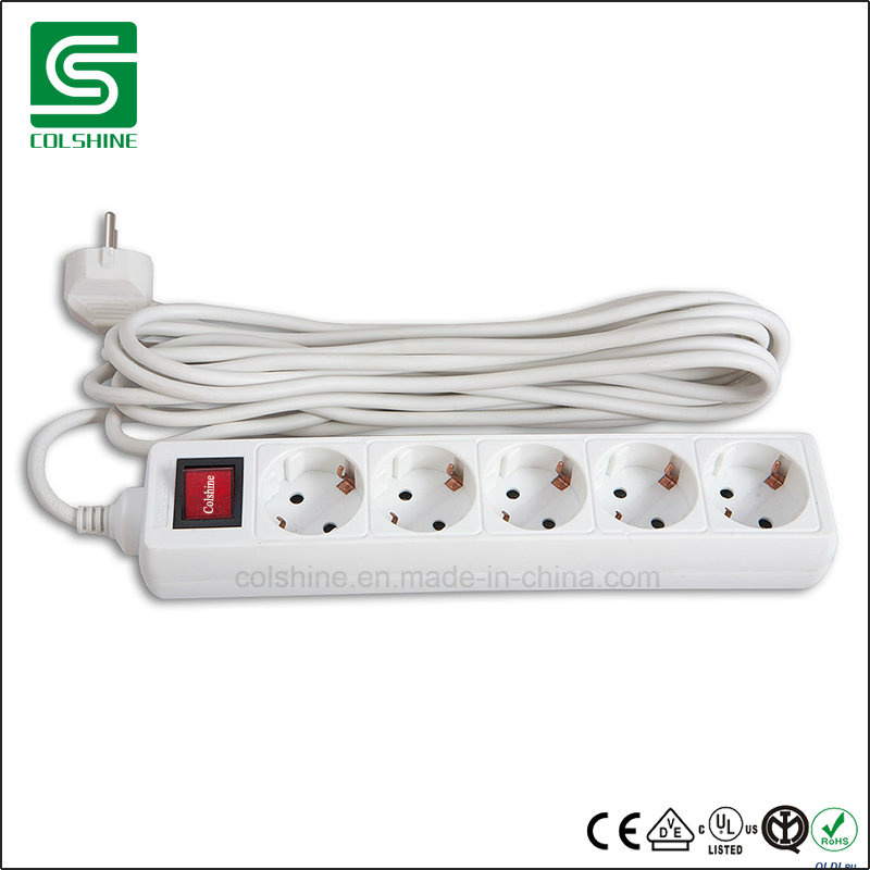 5 Way European PP Power Strip Extension Socket 16A 250V