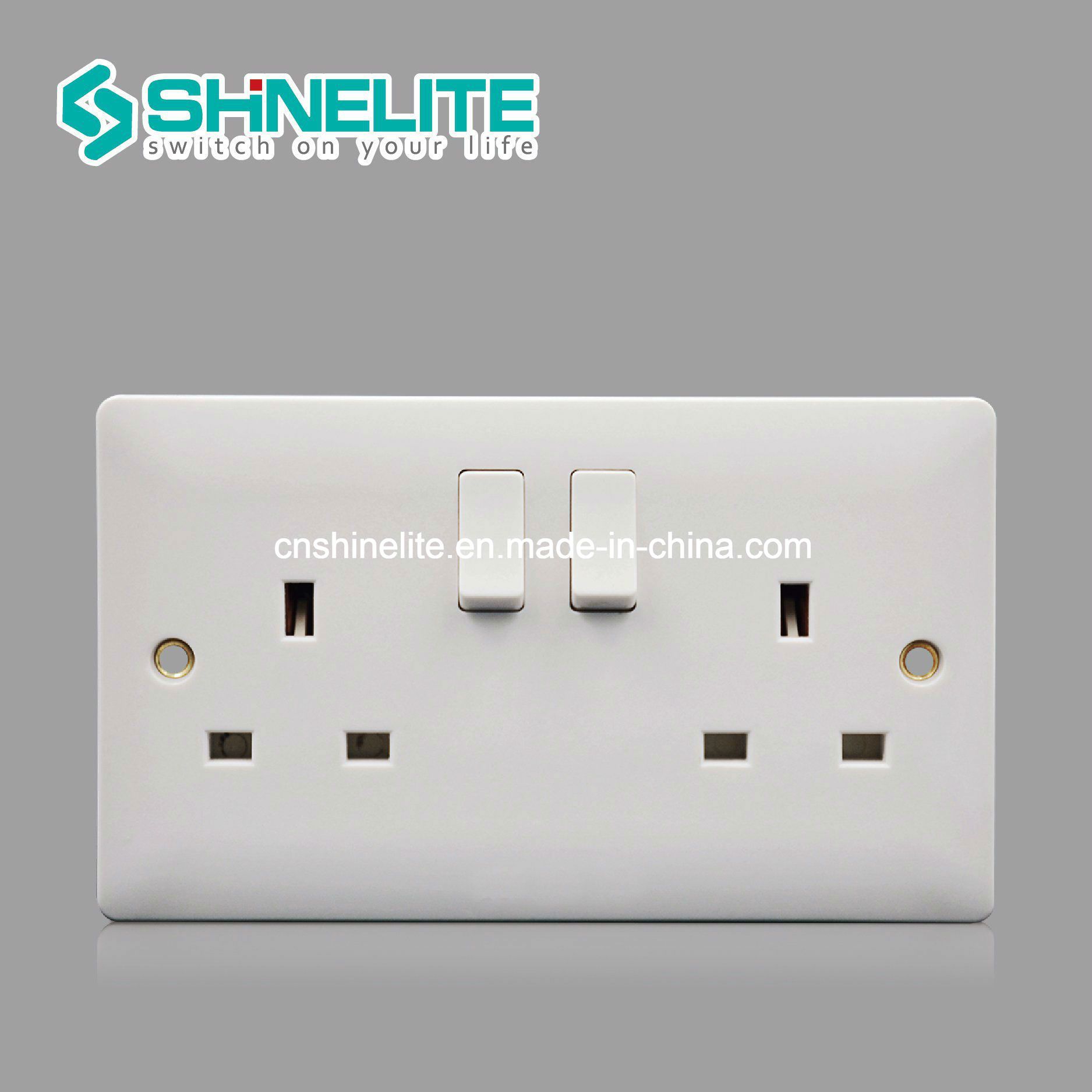 UK 2 Gang Electrical Switch Socket Ce Certificate OEM