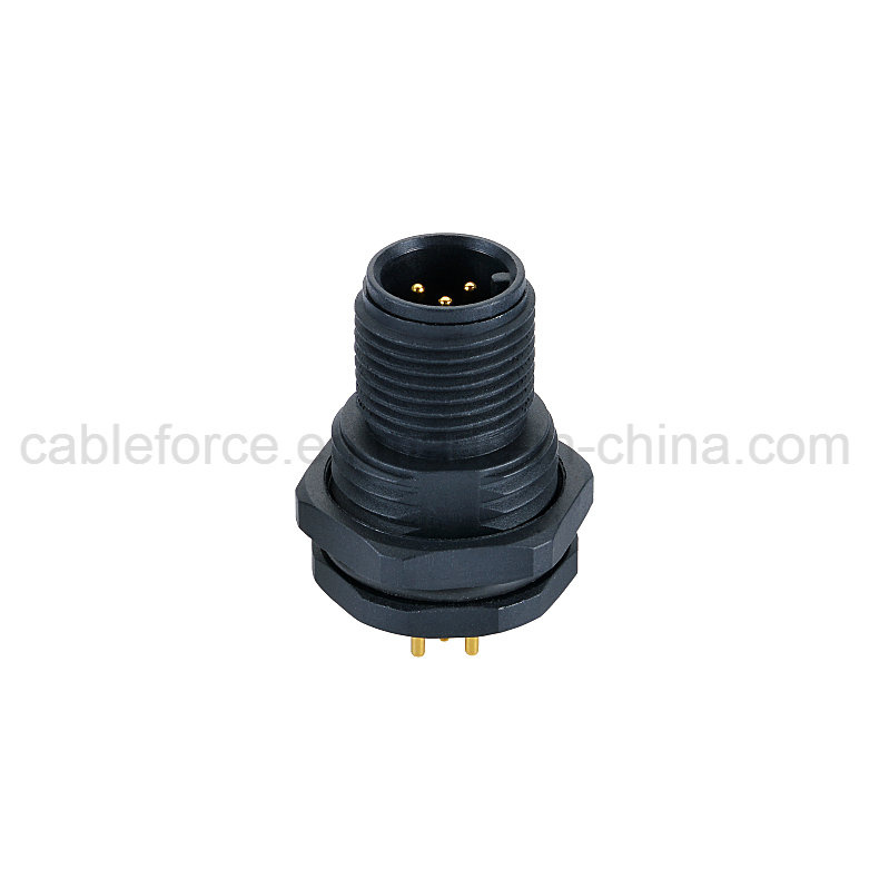 Nmea 2000 M12 5pin Male Panel Front Mounting Connector Plastic Screw Circular Connector with PCB Contacts