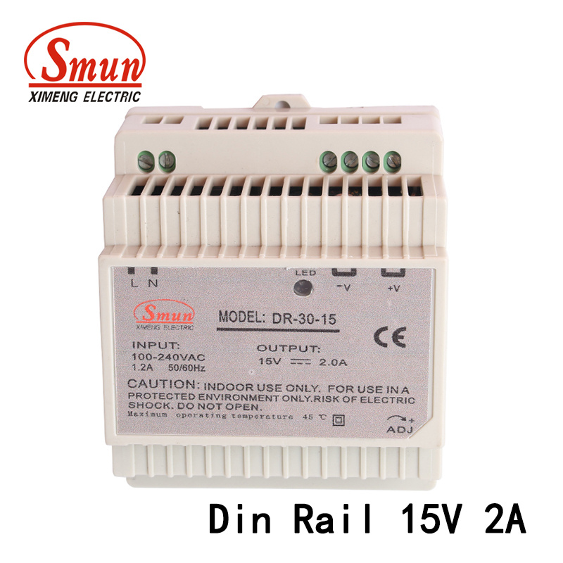 Dr-30-15 30W 15VDC 2A AC-DC DIN Rail Switching Power Supply
