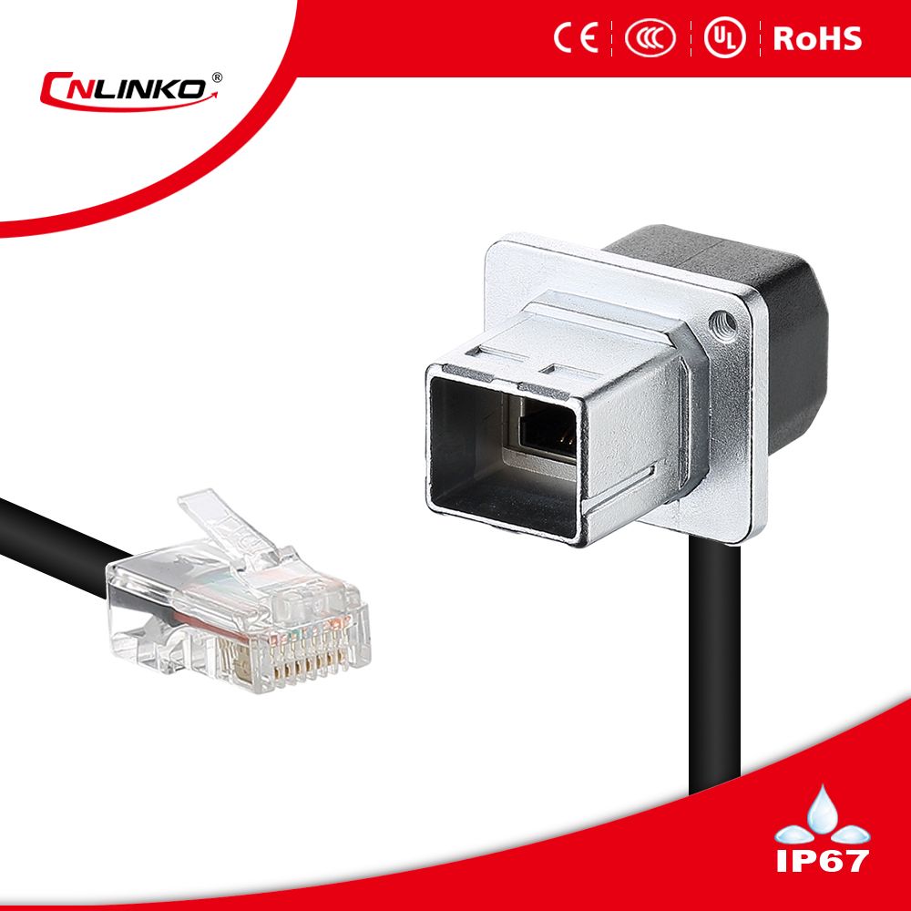 Cnlinko Brand IP65 Cable Connector Modular Jack RJ45 Network Plug and Mount Socket for Signal Transmission