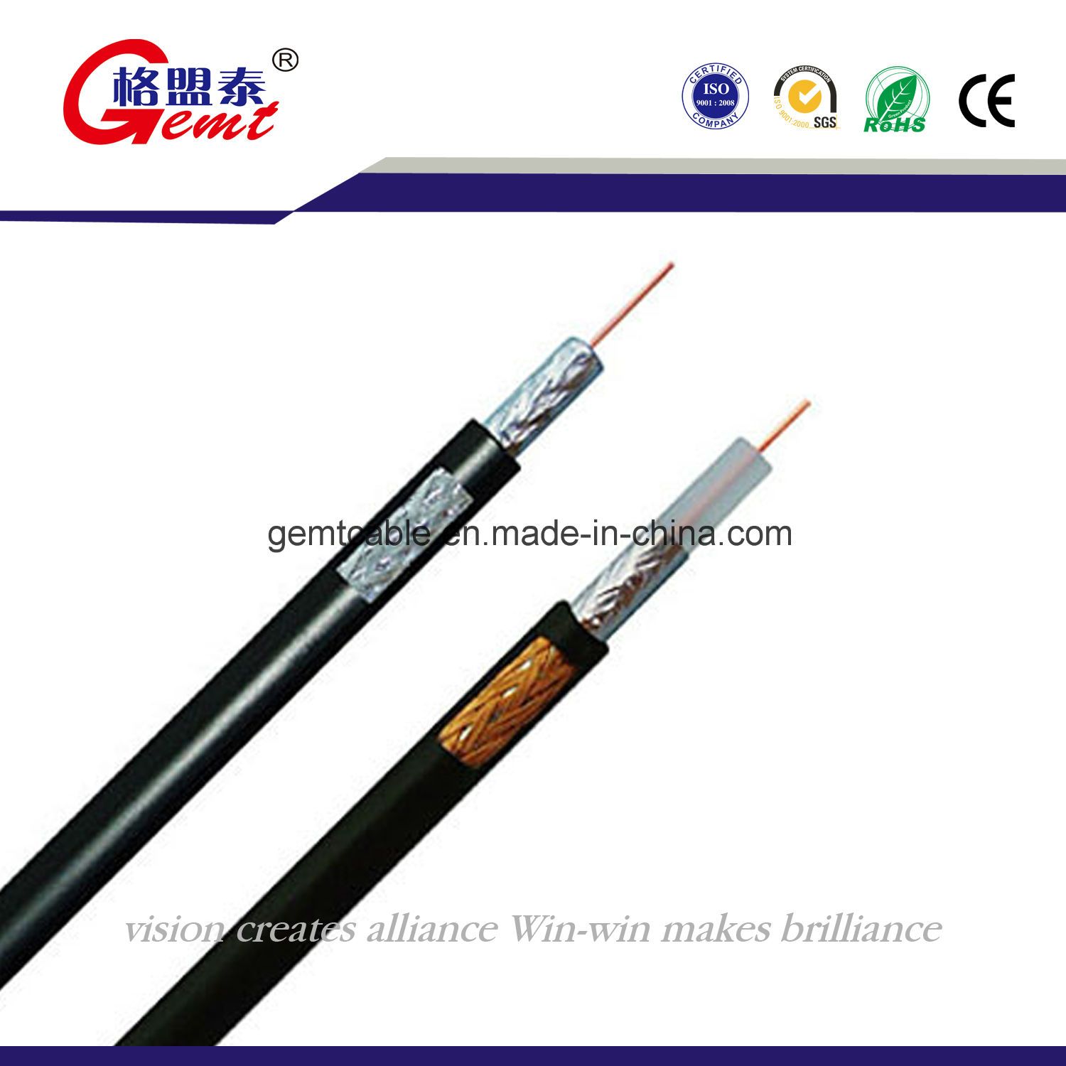 Copper Conducted PE Insulated Rg59 RG6 Coxial Cable
