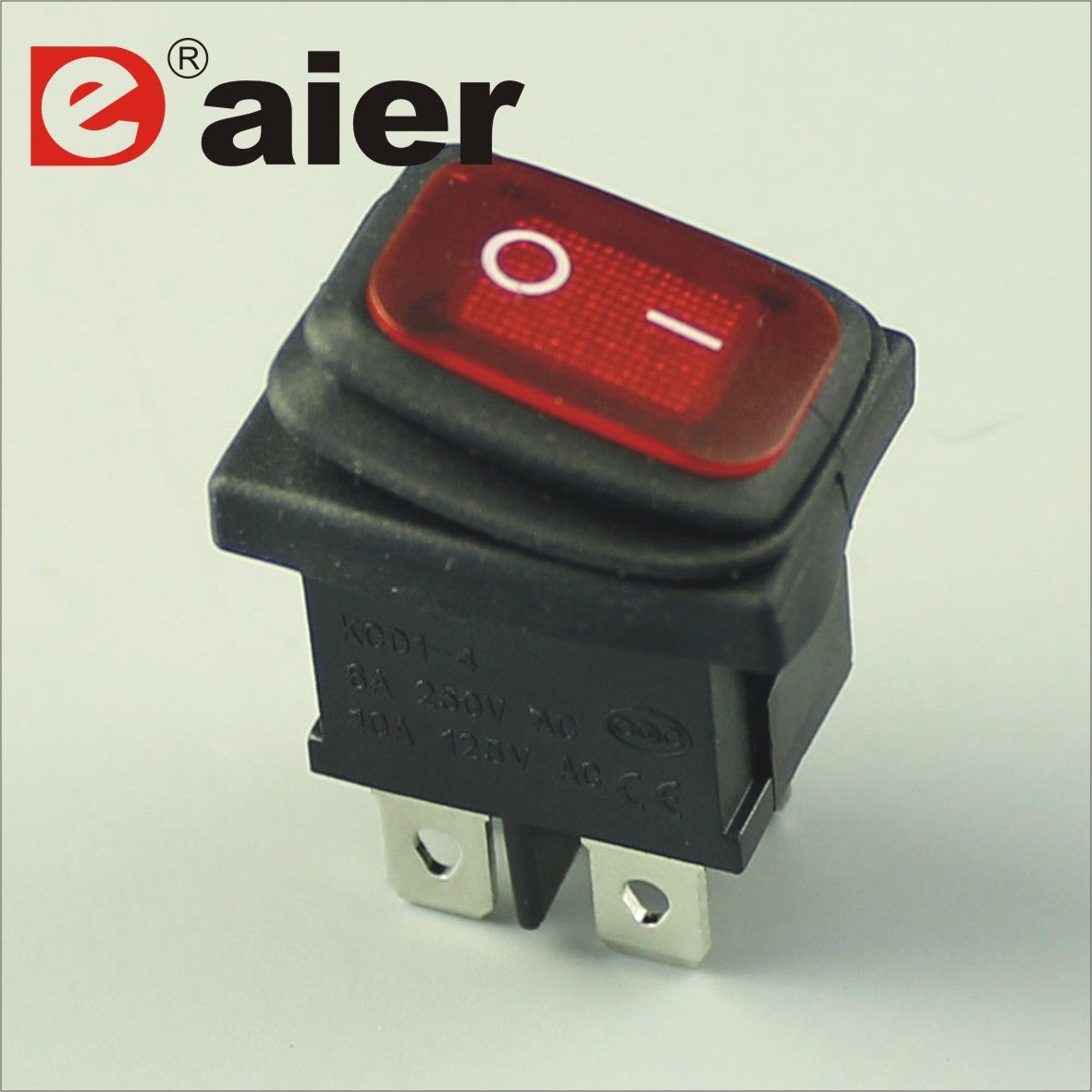 2 Position on-off Black Housing Red LED Electrical Rocker Switch