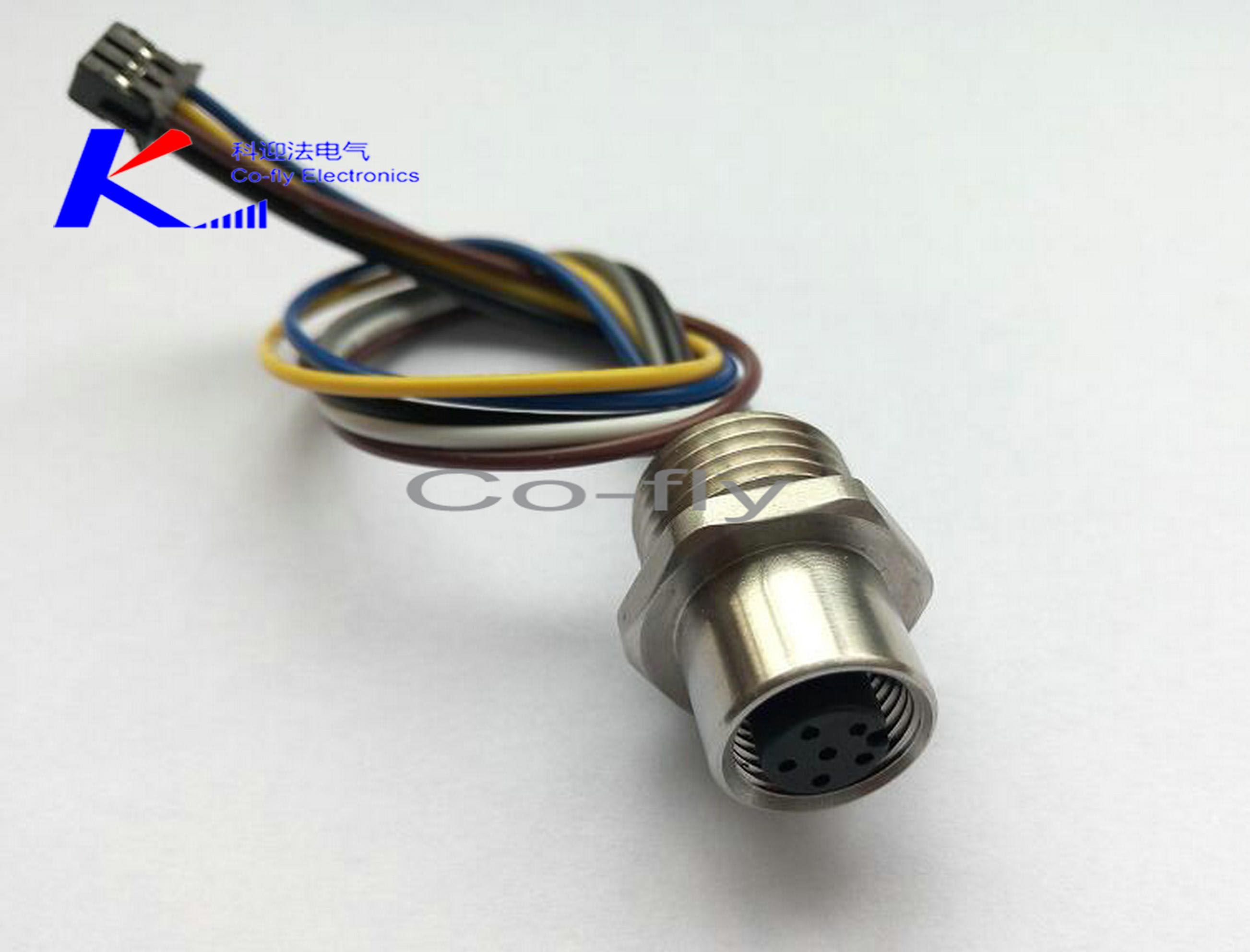 M12 Female Fix Screw Back Mount Soldering Connector with Terminal