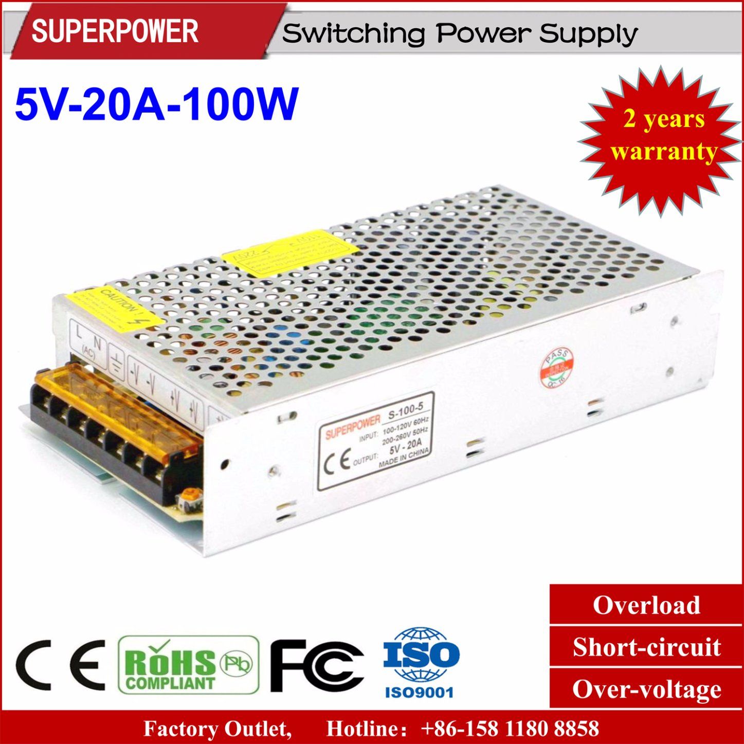 5V 20A 100W Switching Power Supply for LED Display Screen