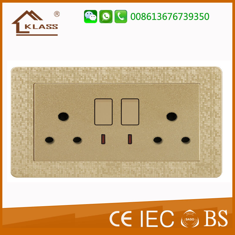 UK Type 220V-250V Double 15A Wall Switches and Sockets