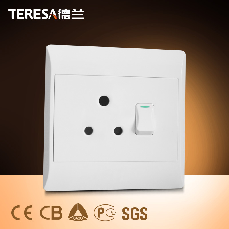 South Africa Standard 3 Round Hole Wall Switch Socket