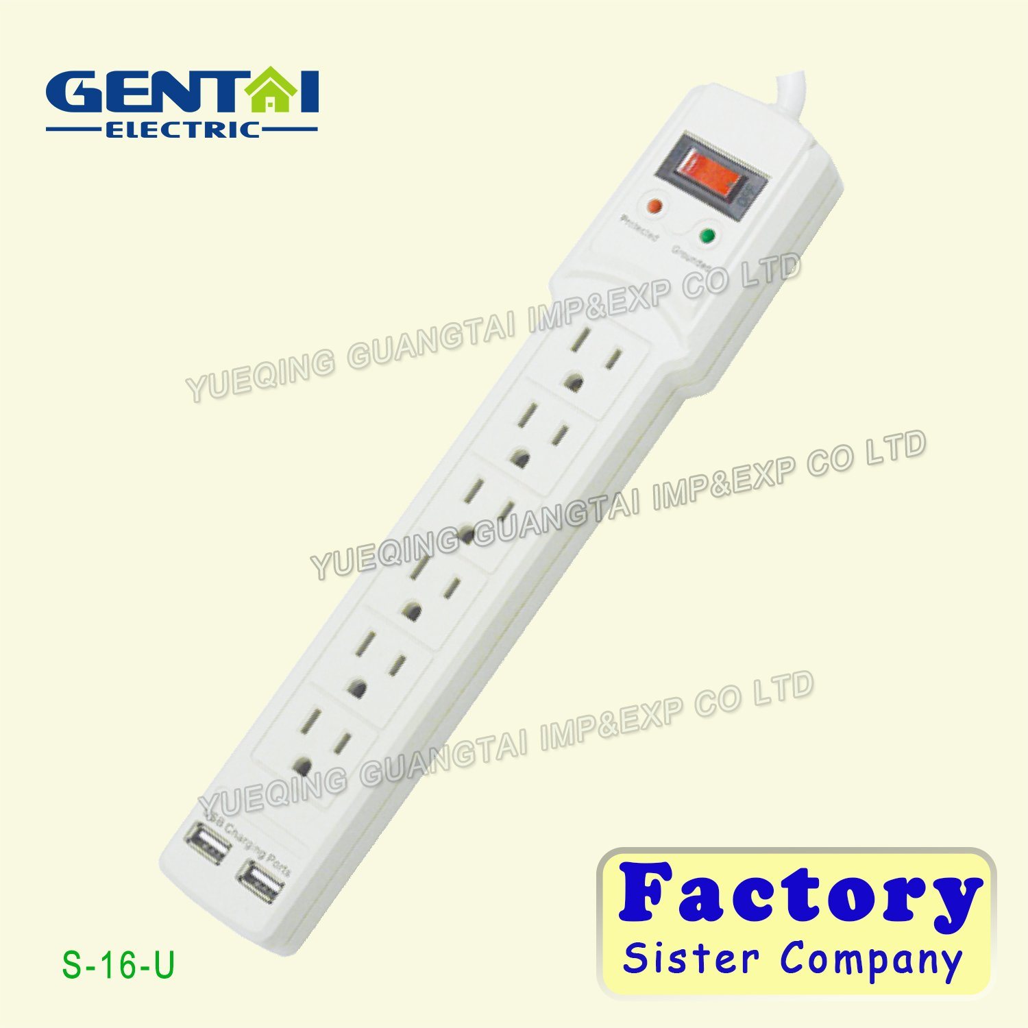 6 Outlets Surge Protected Power Strip with USB Ports